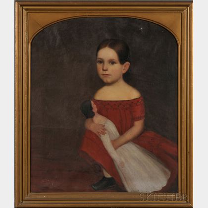 Sold At Auction American School, 19th Century Portrait Of A Young Girl 