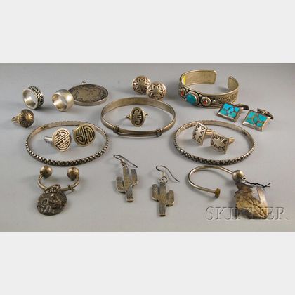 Group of Southwestern and Mexican Silver Jewelry