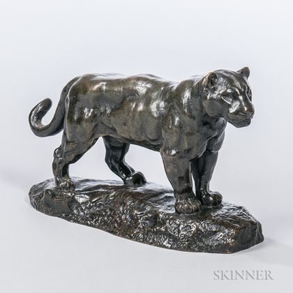 After Antoine-Louis Barye (French, 1795-1875) Bronze Figure of a Jaguar