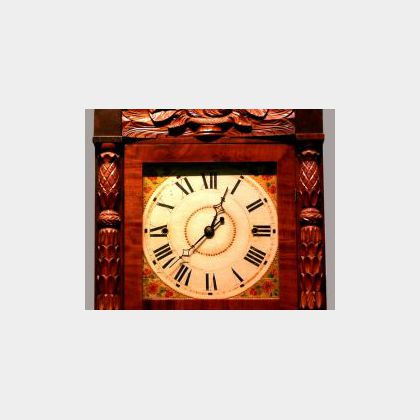 Classical Carved Mahogany and Mahogany Veneer Mirror Mantel Clock