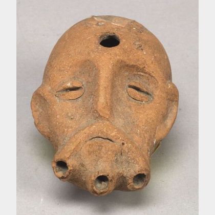 Phoenician Terracotta Musical Pipe in the Form of a Man's Head
