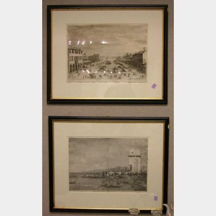 Lot of Two Framed Prints After Canaletto. 