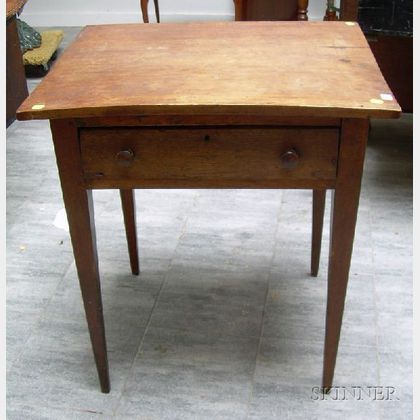 Mahogany Single-Drawer Table with Tapered Legs. 