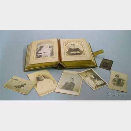 Late 19th Century Embossed Leather Album with Portrait Photographs