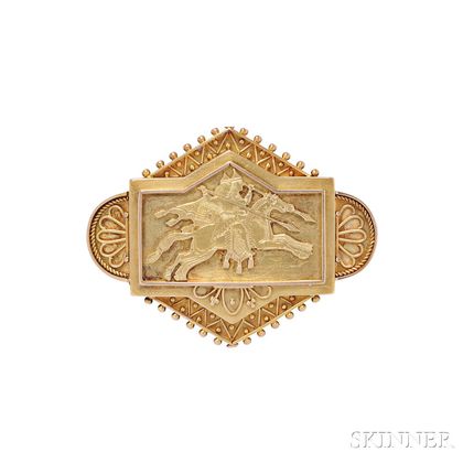 Assyrian Revival Gold Brooch