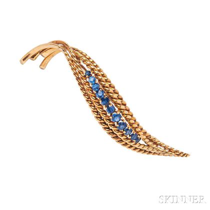 18kt Gold and Sapphire Brooch, Van Cleef and Arpels