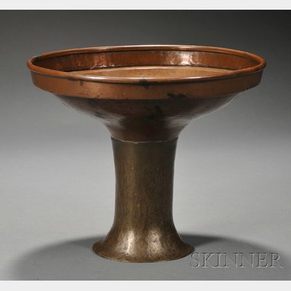 Arts & Crafts Hammered Copper and Brass Center Bowl