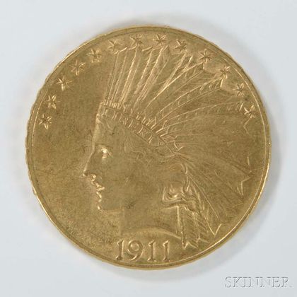 1911 $10 Indian Head Gold Coin. Estimate $400-600