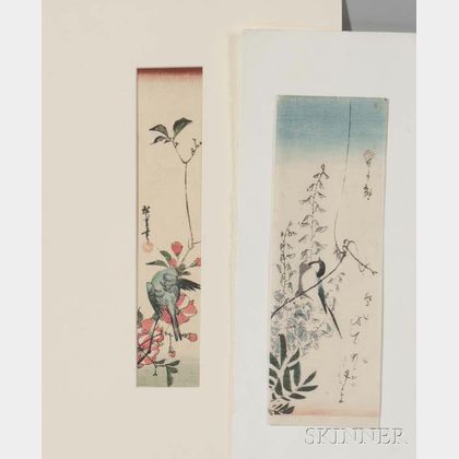 Utagawa Hiroshige (1797-1858),Two Bird and Flower Woodblock Prints