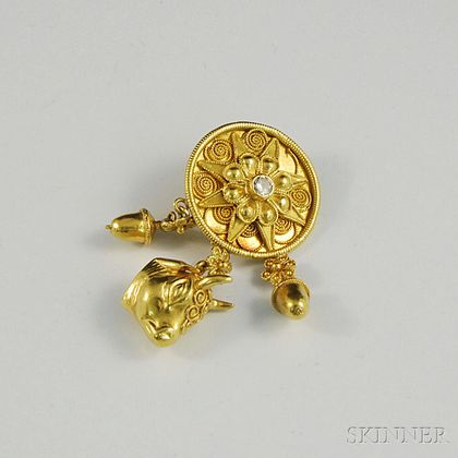22kt Gold and Diamond Etruscan-style Pendant