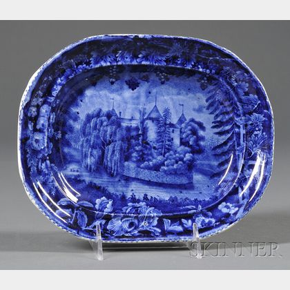 Small Historic Blue Transfer-decorated Staffordshire Pottery Platter
