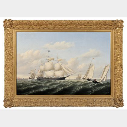 William Bradford (American, 1823-1892) The Whaleship Speedwell of Fairhaven Outward Bound off Gay Head , 1853.