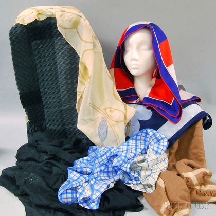Group of Seven Silk and Cashmere Lady's Scarves