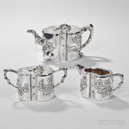 Three-piece Assembled Chinese Export Silver Tea Service