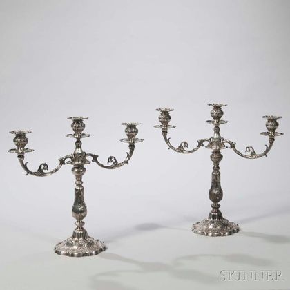 Pair of Gorham "Chantilly" Pattern Sterling Silver Convertible Candelabra