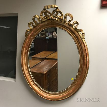 Louis XV-style Oval Gilt-composite Mirror