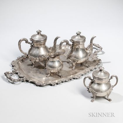 Five-piece Peruvian Sterling Silver Tea Service