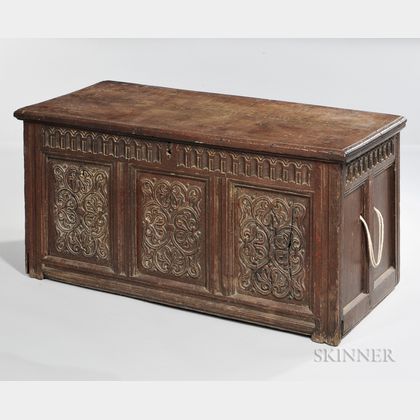 English Jacobean-style Oak Carved Chest