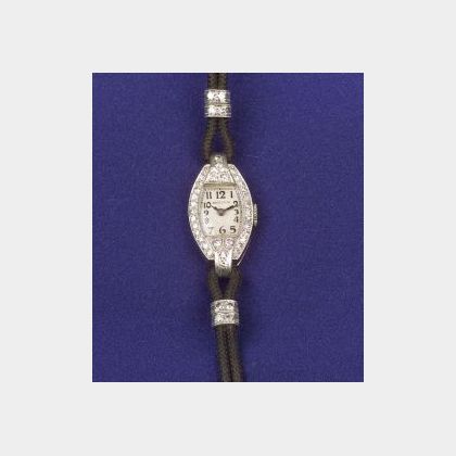 Art Deco Lady&#39;s Platinum and Diamond Wristwatch