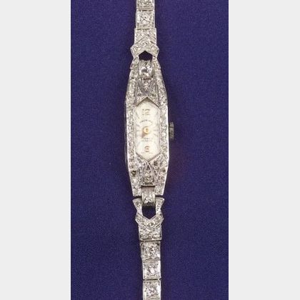 Art Deco Lady&#39;s Platinum and Diamond Wristwatch