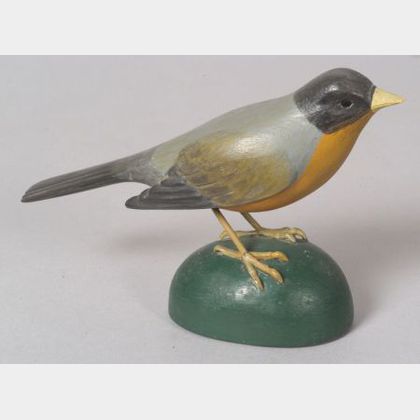 Carved and Painted Robin Figure