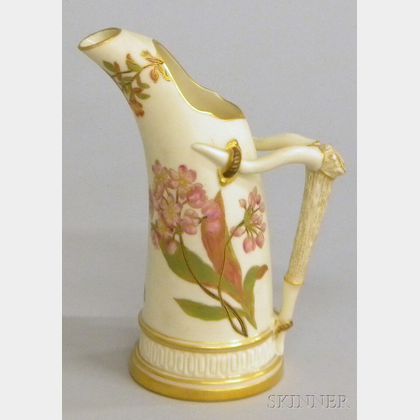 Royal Worcester Gilt and Hand-painted Porcelain Jug