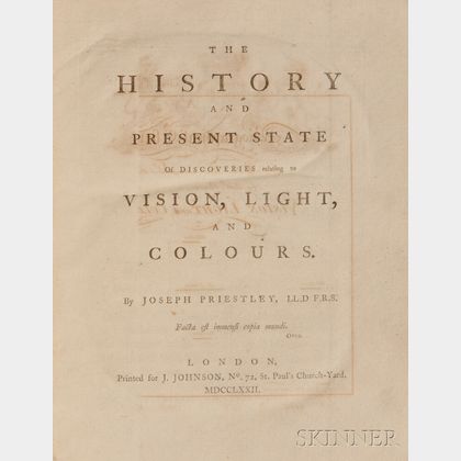 Priestley, Joseph (1733-1804) The History and Present State of Discoveries Relating to Vision, Light, and Colours