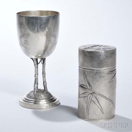 Two Pieces of Chinese Export Silver Tableware