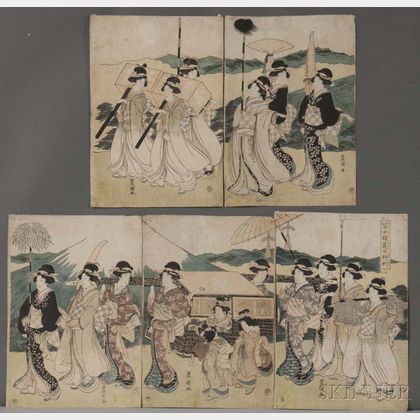 Utagawa Toyokuni (1769-1825),A Procession of Flowers by Mt. Fuji