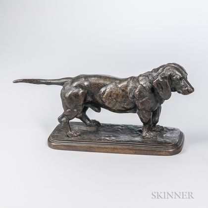After Antoine-Louis Barye (French, 1795-1875) Bronze Figure of a Basset Hound
