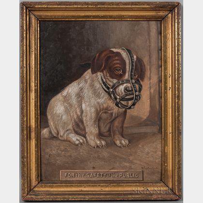 American School, Late 19th Century For the Safety of the Public /Portrait of a Puppy