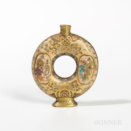 Miniature Meizan Satsuma Flask Vase