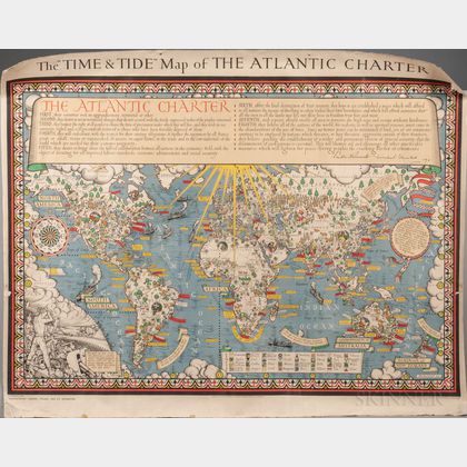 Gill, MacDonald (1884-1947) The "Time & Tide" Map of the Atlantic Charter.