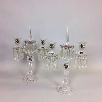 Pair of Baccarat Two-light Candelabra