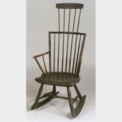 Painted Comb-back Windsor Arm Rocking Chair