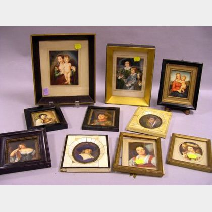 Ten Assorted Framed Portrait Miniatures. 