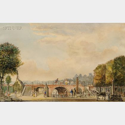 Franz Schikkinger (Dutch, 1838-1902) Bridge over the Keizersgracht Canal