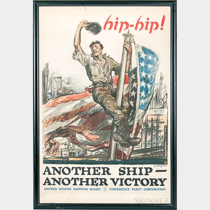 Framed WWI Hip-Hip! Another Ship Another Victory Poster