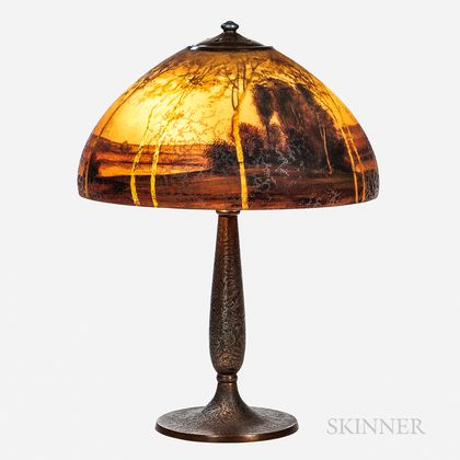 Handel Reverse-painted Landscape Table Lamp