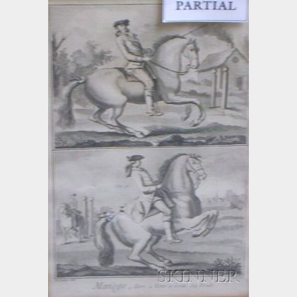 Lot of Three Framed Engravings of Figures on Horseback. 