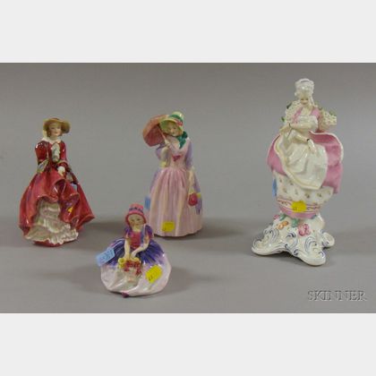 Three Royal Doulton and a Royal Worcester Figurals