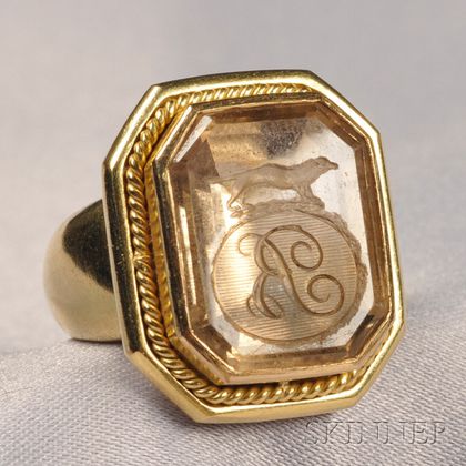 18kt Gold and Citrine Intaglio Ring, Elizabeth Locke