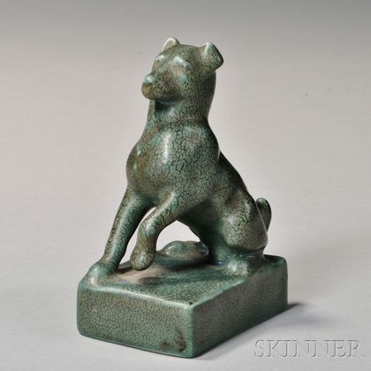 Rookwood Art Pottery Dog Paperweight