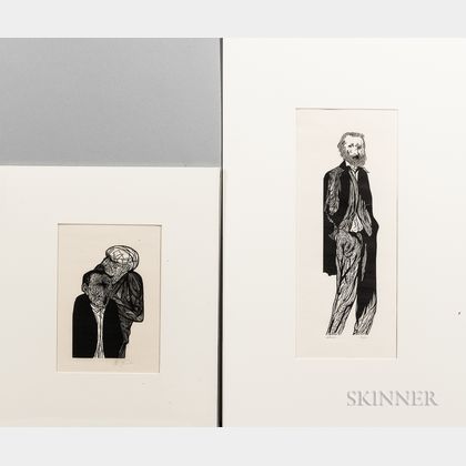 Leonard Baskin (American, 1922-2000) Two Wood Engravings on Japan Paper: Walt Whitman