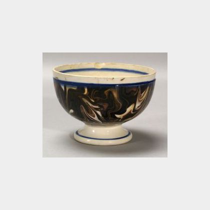 Mochaware Slip-Marbled Footed Bowl