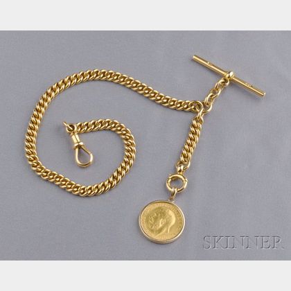 18kt Gold Watch Chain and Coin Fob