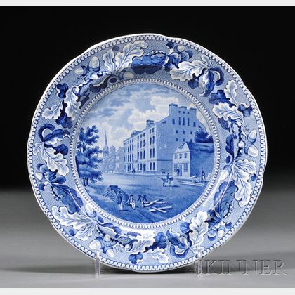 Historical Blue and White Transfer-decorated Staffordshire Pottery Plate