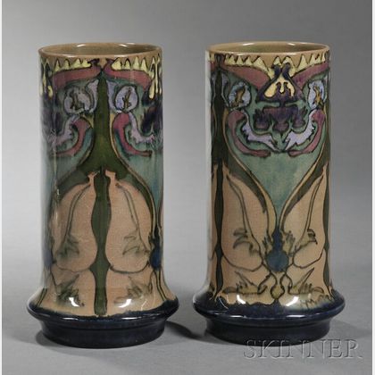 Pair of Gouda High Glaze Pottery Vases