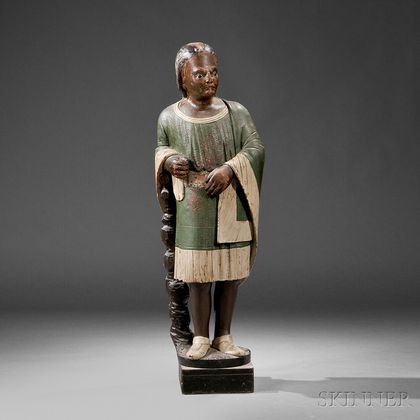 Carved and Painted Indian Tobacconist Figure