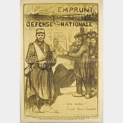 Jules Adler Emprunt - Defense Nationale French WWI Lithograph Poster